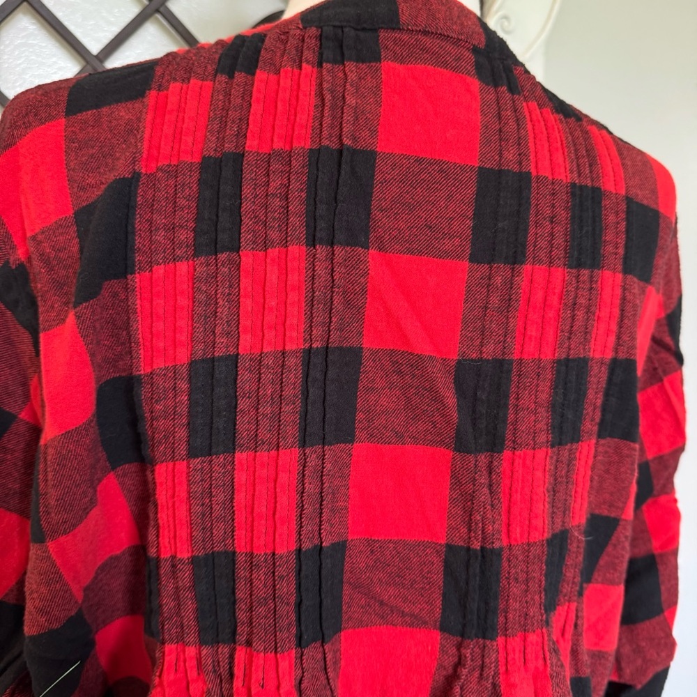 WOMAN WITHIN Size 1X (22/24) Black & Red Flannel Country Western Blouse Top - Picture 3 of 5